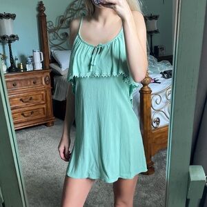 Solemio Green Drop Shoulder Mini Dress Size Small